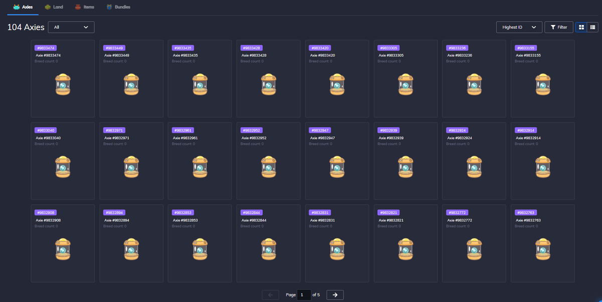 SpikeCollects's tweet photo. I'm breeding 40 @AxieInfinity Eggs. This is my new all time high! 😱 https://t.co/JMs1Z2RhUr