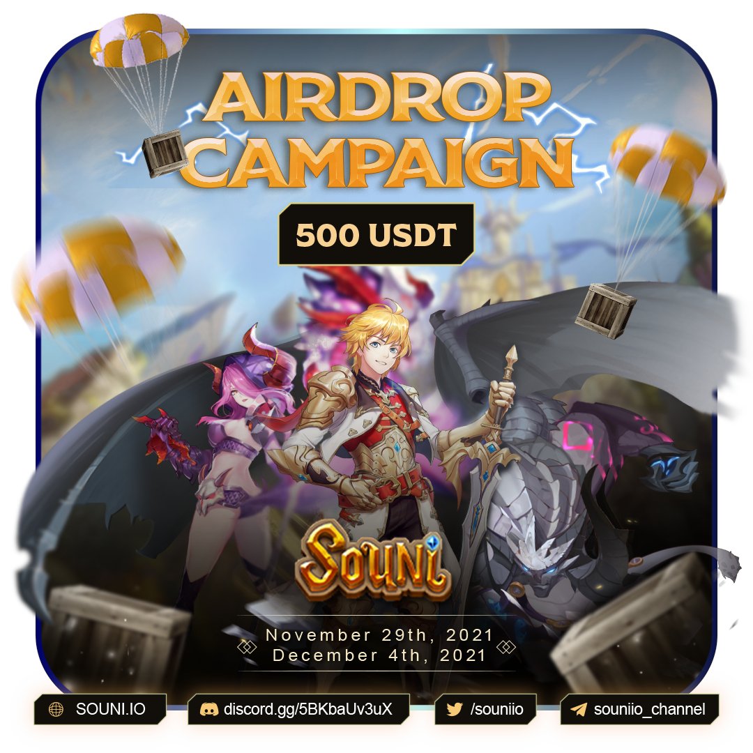 souniio's tweet photo. #AIRDROP CAMPAIGN UP TO 500 $USDT

🎁Reward to 500 USDT
Request: 
1. Follow twitter: @souniio  
2. Quote retweet with sharing your thoughts about SOUNI, tag 3 friends at this post: https://t.co/EicNWv1rVO
...
✅More detail: https://t.co/4AVyWoizXa

#SOUNI #GameFi #Airdrops https://t.co/Wg9eTorM09