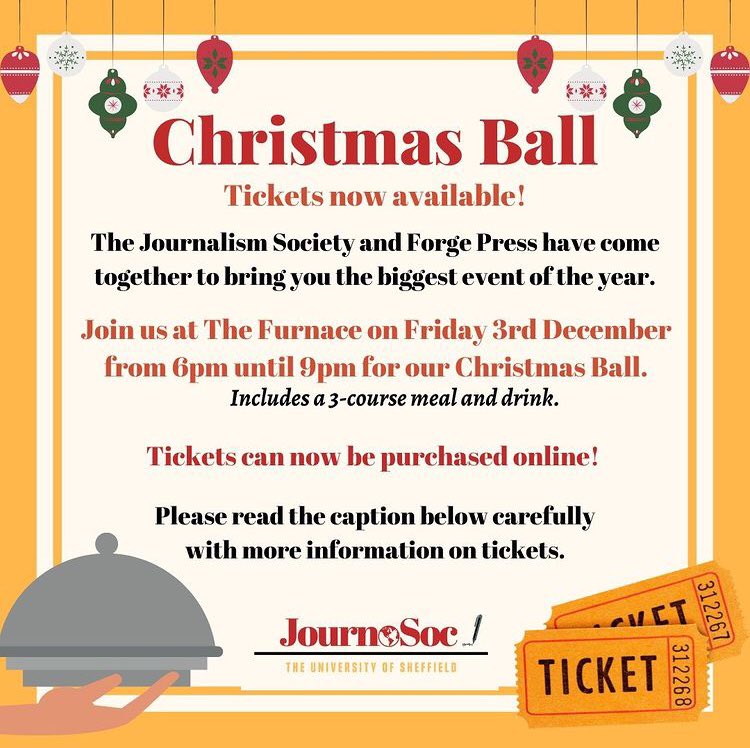 SheffJournoSoc's tweet photo. Grab your tickets to JournoSoc's Xmas Ball! 🎉

Link to purchase tickets (also in bio): https://t.co/FzPaR96fjF

See you there! 🤩🍷

#sheffjournalism #sheffielduni #journosoc #sheffjournosoc https://t.co/nXOvR9WShU