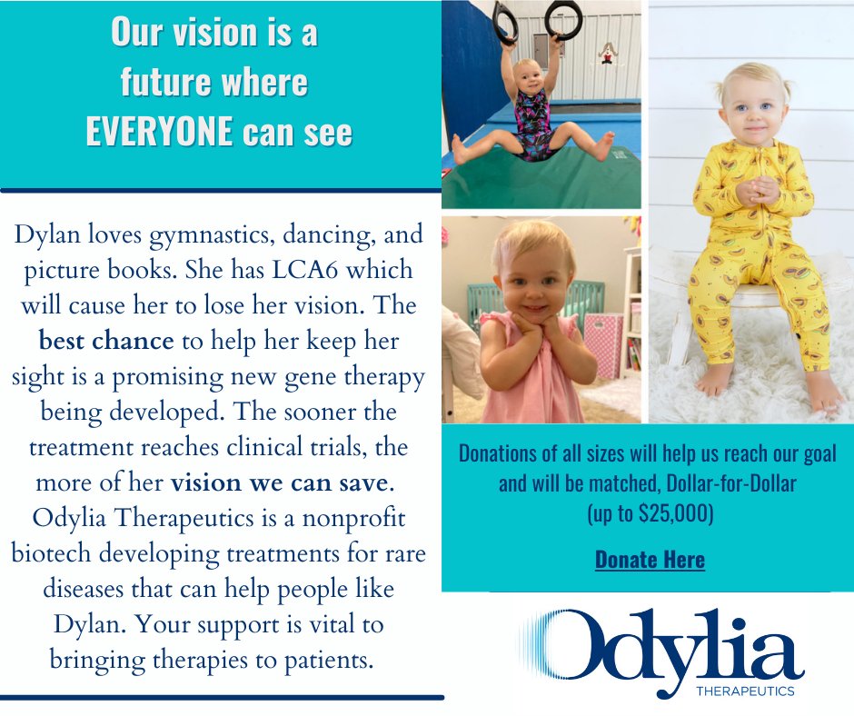 OdyliaTx's tweet photo. Did you know Odylia is a NONPROFIT biotech? Donations help further our mission of accelerating gene therapy development for #raredisease and children like Dylan. On this #GivingTuesday, help us reach our goal of raising $95,000 by Dec 31. #RPGRIP1 https://t.co/sFZxcfRrAZ https://t.co/bd2UokwRCb