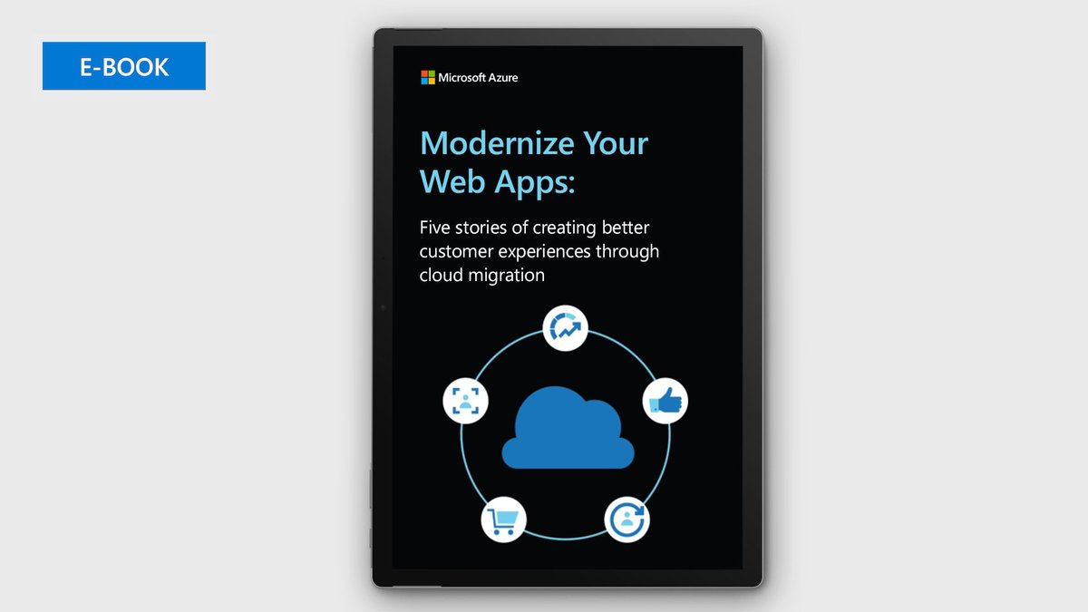 Text reads “Modernize your web apps: five stories of creating better customer experiences through cloud migration.”