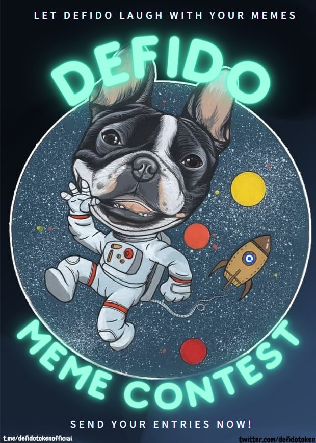 defidotoken's tweet photo. 🐶 DEFIDO MEME COMPETITION 🐶 STARTS TOMORROW AT 2 PM EST / 7 PM UTC

💰5 DAILY WINNERS OF $100 BUSD💰

🚀1 WEEKLY WINNER OF $300 BUSD + AN NFT FROM OUR NFT PROJECT🚀

HOW TO PARTICIPATE👇 https://t.co/3YM70m2moJ
