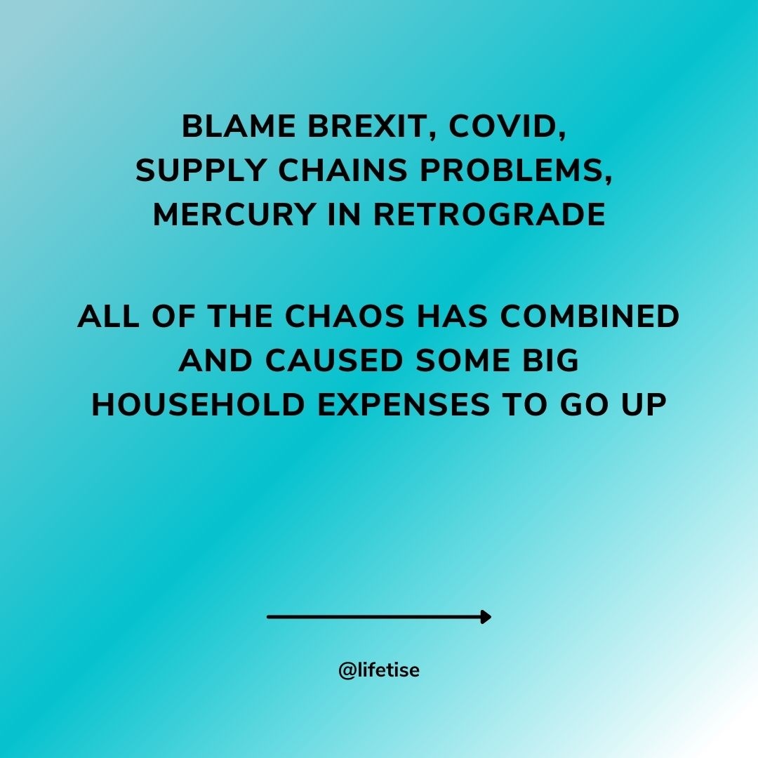 Lifetise's tweet photo. It's true, nearly everything costs more right now. From groceries to restaurants to heating your home (pretty essential when they're saying we're going to hit -10 degrees this week!).

What have you noticed is more expensive? Have you changed anything you're doing as a result? https://t.co/O7uq3syPe9