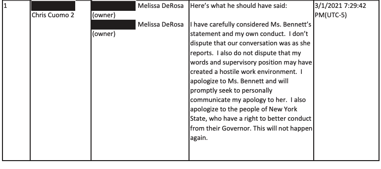 J__Velasquez's tweet photo. In a text exchange between @ChrisCuomo and top Andrew Cuomo aide Melissa DeRosa, the CNN host asks to “please let me help with the prep” of his older brother’s sexual harassment defense and helps devise a PR strategy. https://t.co/XnQ3W2axWE