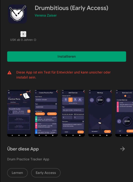 verry_codes's tweet photo. After 9 years of creating apps for customers... I finally managed to release my VERRY (!) first own #flutter app in Google Play Store 🥳(#openbeta🧪;)).

Happy about all the feedback I can get from you💙!

https://t.co/VqJxsEM7fp

#flutterdev #drumpractice #drumapp https://t.co/v9S3CpvxXF