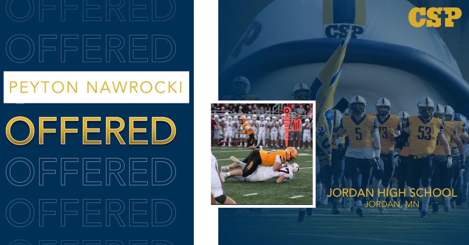 After a great conversation with Coach Medlo <a href="/Concordia_OLine/">CSP O Line</a> I’m excited to have received an offer from <a href="/CSPBearsFB/">CSP Golden Bears Football</a>!  Thank you!