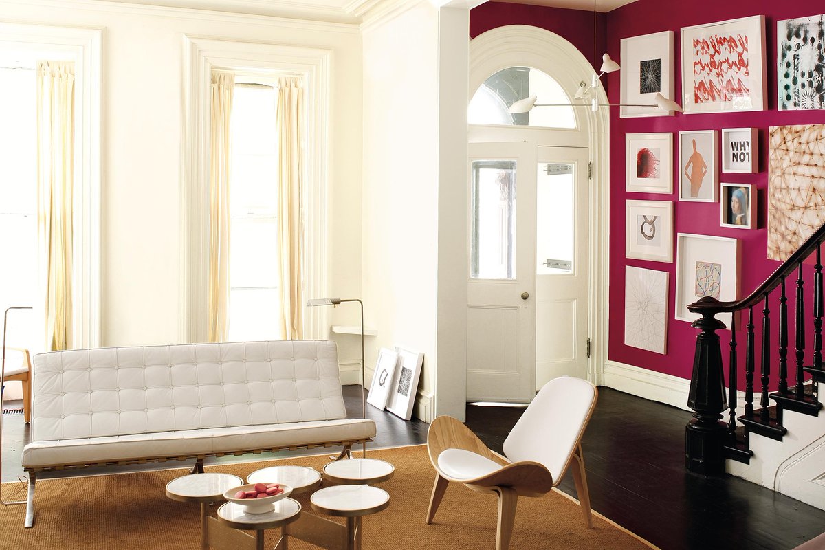 Raise the stakes with a warm and stunning accent wall with Royal Flush 2076-20, balanced with a soft and gentle Ballet White OC-9. Contact us when you’re ready to plan your next paint project. #benjaminmoore #benjaminmoorecolors