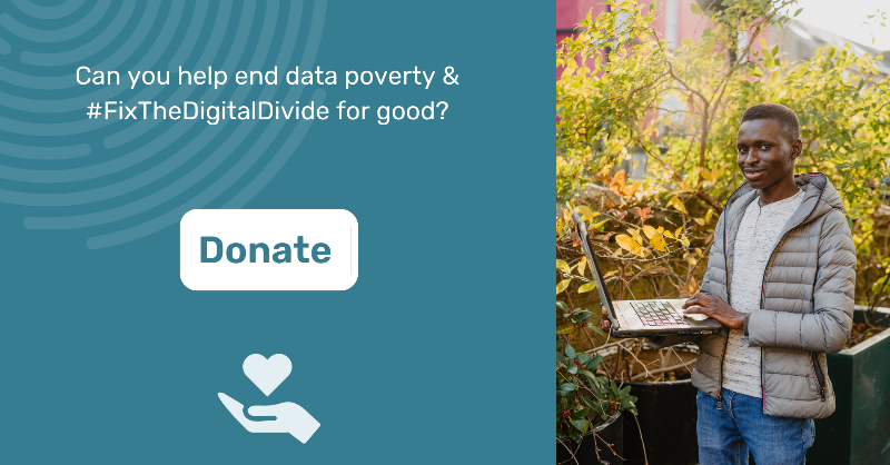 GoodThingsFdn's tweet photo. 🚨 Today is #GivingTuesday, the global day of generosity. In the UK, millions of people can’t get online and are locked out of essential services. Can you help end data poverty &amp; #FixTheDigitalDivide for good?
