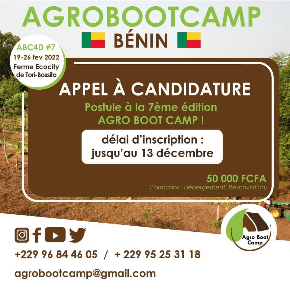 agrobootcamp's tweet photo. une formation en #agroécologie  vous intéresse?
Le prochain @agrobootcamp aura lieu du 19-26 février 2022 au #Bénin #ToriBossito.Vous avez jusqu'au 13 décembre 2021 pour vous inscrire.
Postulez par ici ▶️ https://t.co/Q5JxGJ9BeL  
#Wasexo #kebetu #ABCD 
@cfsiasso
@UnescoChairFood https://t.co/IZvocDMPWN