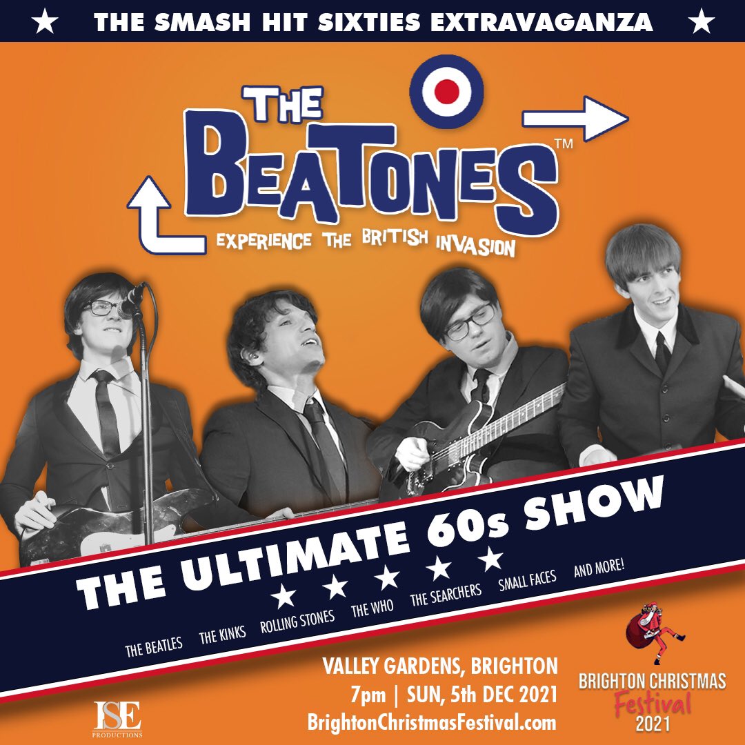 TheBeatones's tweet photo. We cannot wait to bring our ULTIMATE 60s SHOW to @BNChristmasFest on Sun, 5th Dec 🙌🎶🎄

🎟 Grab your ticket NOW from the link below 👇
https://t.co/hntlNKzu4w

@BrightonHoveCC @whatsonbrighton #brighton #christmasfestival #livemusic https://t.co/qbWwPnCctv