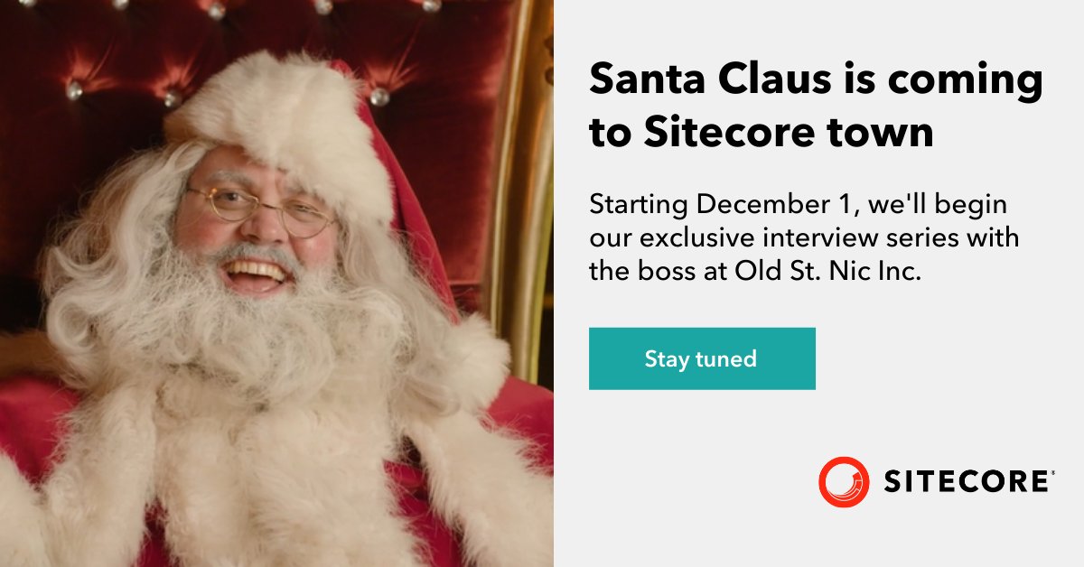 On this #CyberMonday, Sitecore is proud to announce our unique Q&amp;A with Santa starts Wednesday. We got exclusive insights as he and his helpers prepare for the big night using personalization, data, and more.
#SitecoreSanta