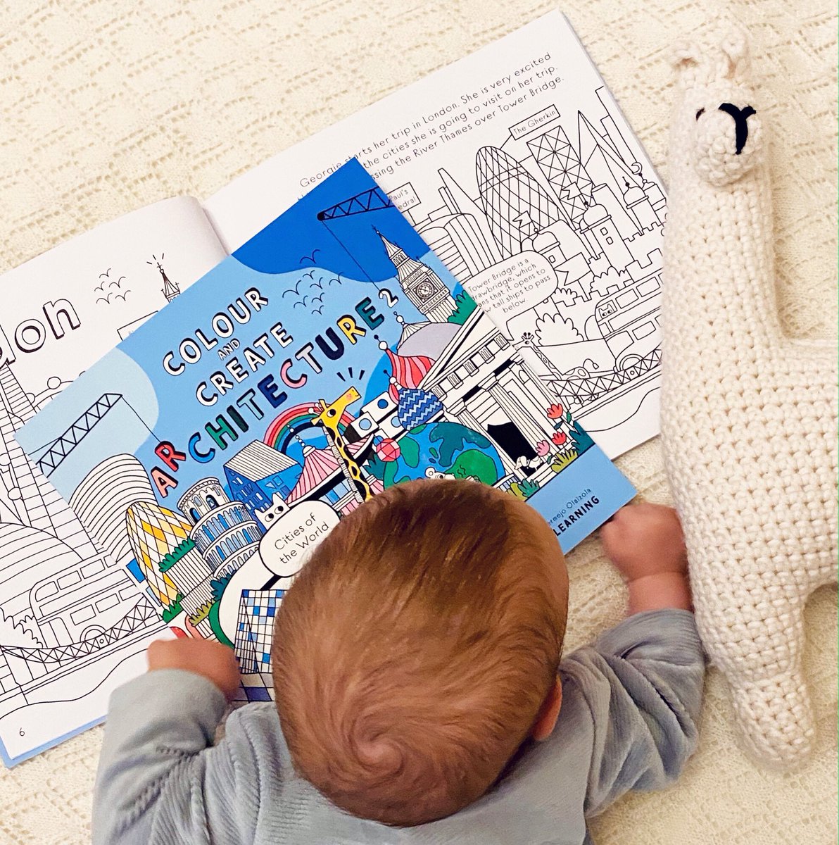 My little one discovering the cities of the world 🌎 with mummy’s new book 👉 Colour & Create Architecture 2: Cities of the World published by @RIBABooks editor @RIBAginny only £7.99 here: ribabooks.com/colour-and-cre… #architecturebook #colouringbook  #colourabdcreatearchitecture