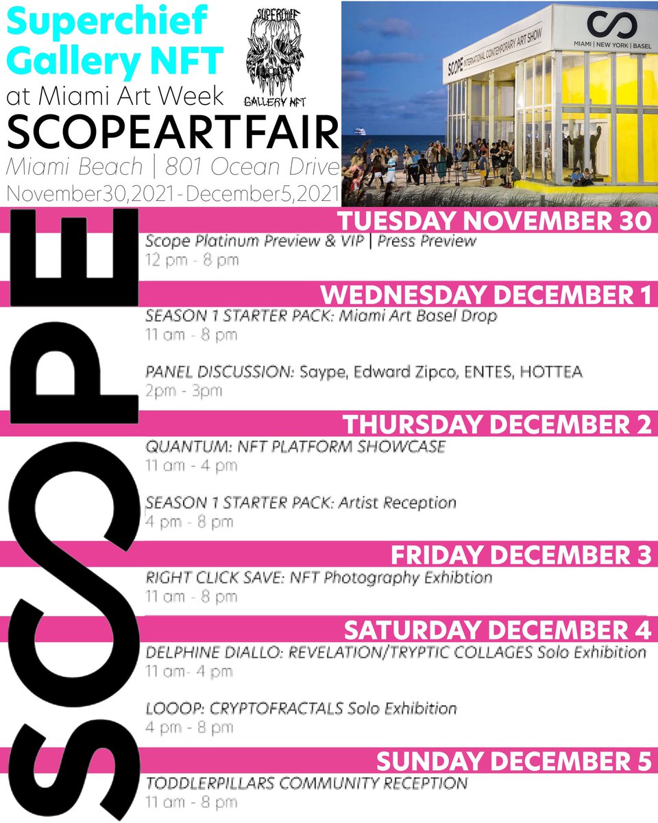 So psyched about our programming for @scopeartshow !! Come by the Atrium to check out our <a href="/seeonawhim/">WHIM</a> installation where we will be displaying new shows every day❕

scope-art.com/show/miami-bea…
