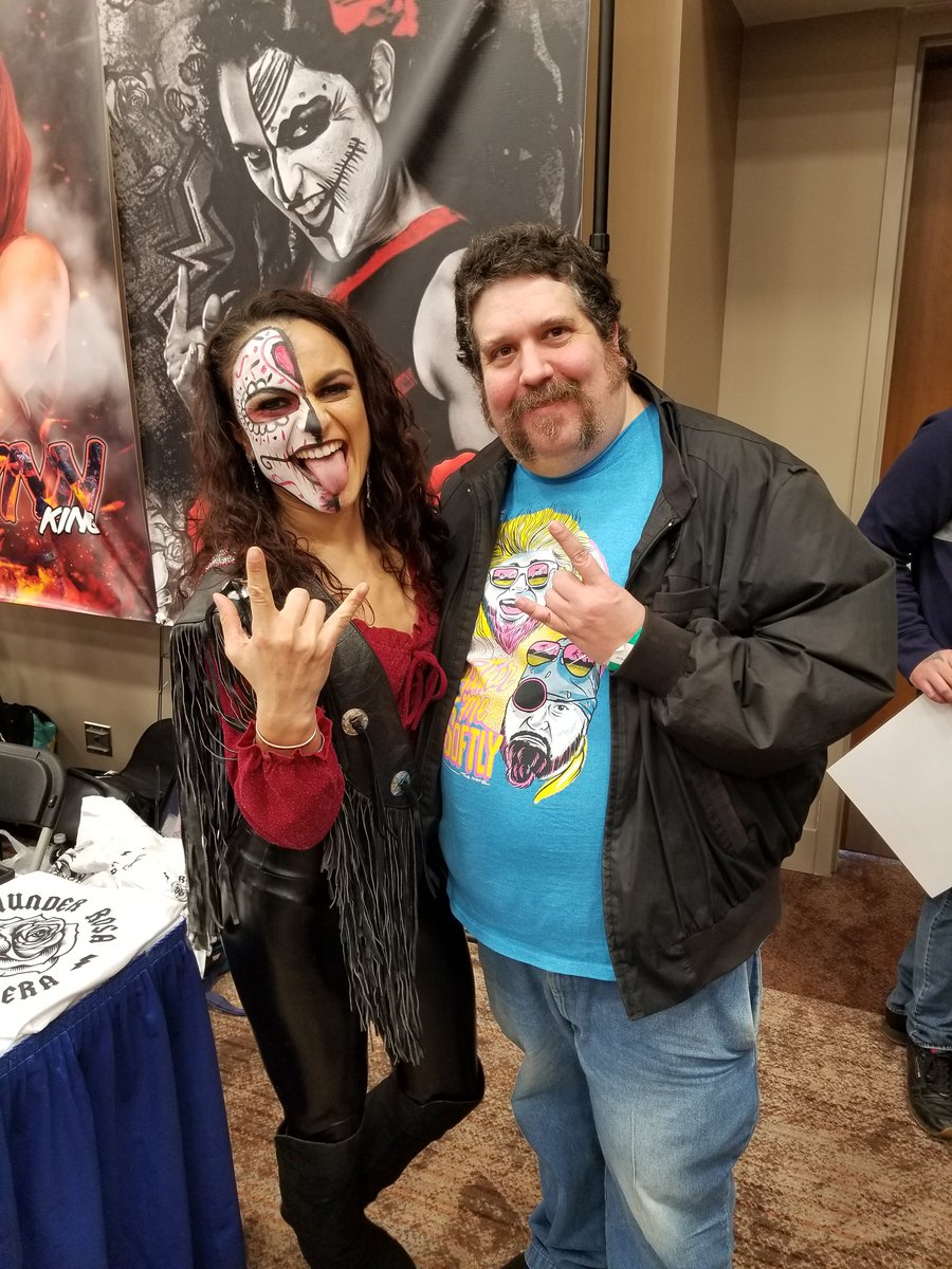 daveseviltwin's tweet photo. @thunderrosa22 is every bit as cool as I hoped she would be. Hope she found some good tacos in Winston- Salem. #WrestleCade #tacoboutit https://t.co/mLrjG7z4HR