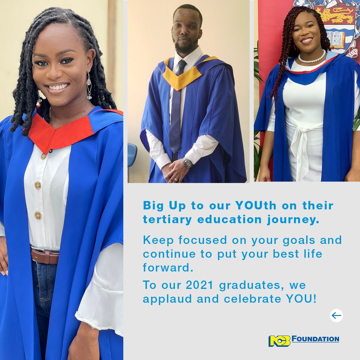 NCBFoundation's tweet image. To our outstanding Jamaican youth, continue to blaze a path of excellence wherever you go. We see and are proud of all your accomplishments.

Keep putting your best life forward.

#EmpoweringPeople
#UnlockingDreams
#DevelopingCommunities