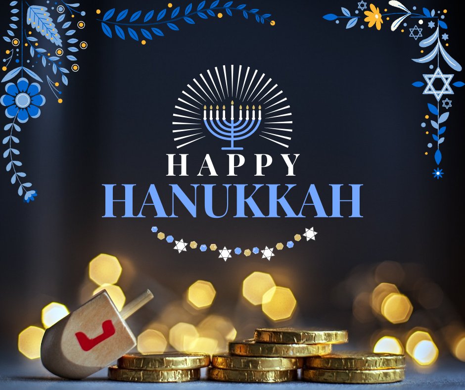Happy Hanukkah!  This year #Hanukkah spans from November 28 - December 6.  Hanukkah is a Jewish holiday, often referred to as the "Festival of Lights." Celebrated for 8 days and nights, families say prayers + light candles in the menorah.