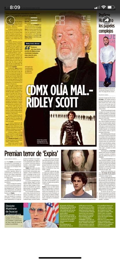 ArturoTay's tweet photo. Gracias @juagarci por la nota en @Reforma de nuestra película #EXPIRA 

@gabycarrillomx @enrique_arrizon @mariozaragoza @AlineMarrero @leopoldolaborde @robertotrujillo @fabianaperzabal @marianagaja @EspantoFilm @FERATUMFEST @facultaddecine @Olympusat https://t.co/npdk6UsX4I