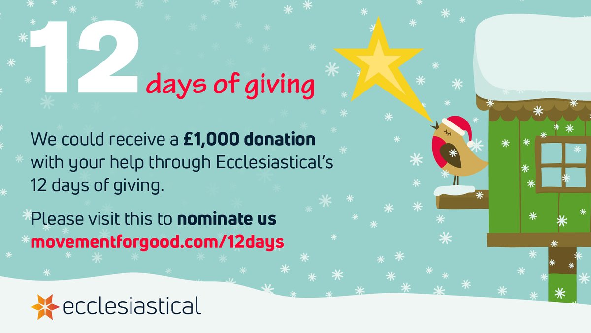 ourtimecharity's tweet photo. Christmas is approaching and your nomination could win us £1,000 in @Ecclesiastical's 12 days of giving! 
Please share and visit https://t.co/jcnpkzUKV0 to nominate Our Time, your support goes a long way. #12days #movementforgood

Please RT 🎄 https://t.co/TtEVuViKdh