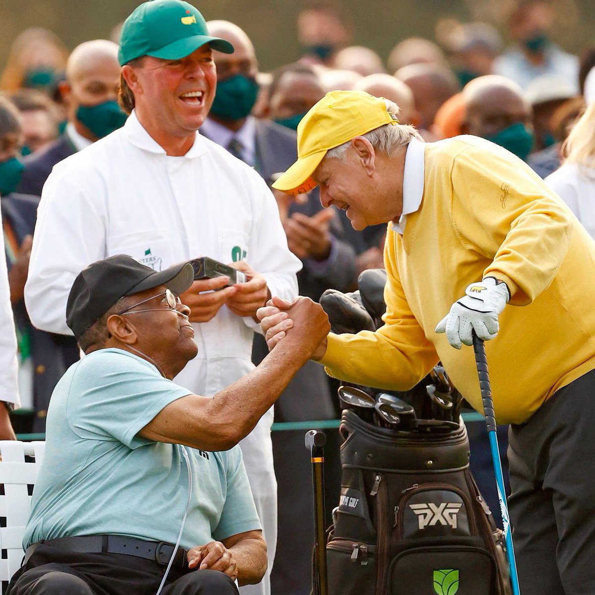 jacknicklaus's tweet photo. It was wonderful that @TheMasters and Augusta National paid a well-deserved tribute to Lee by inviting him to be an Honorary Starter on this last Masters. That morning, you could see the joy in Lee’s face, and @GaryPlayer and I were honored to enjoy that moment with him. https://t.co/BfAjdQq2q4
