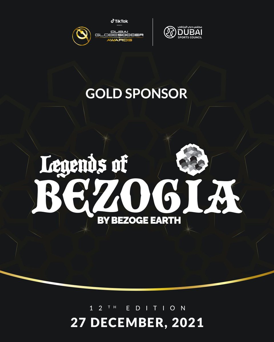 Globe_Soccer's tweet photo. We are thrilled to announce Legends of Bezogia by BEZOGE Earth as a Gold Sponsor of Globe Soccer Awards 2021.

Thank you so much for your support!

@Bezoge @legendofbezogia #Bezoge #LegendsOfBezogia #PlayToEarn #Metaverse #NFT https://t.co/qXbiq4OX8u