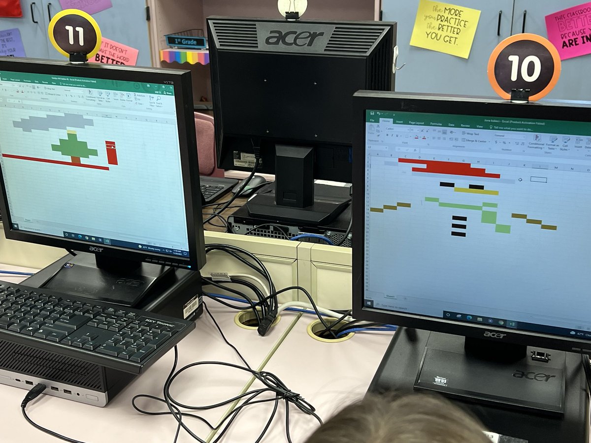 ateach0130's tweet image. Teaching MS Excel can be fun, when you are trying to figure out the mystery! Do you see what I see??🤔🎄💚 @Millerprin @tbarrettob @OldBridgeTPS #codingisfun #crackingthecode #codingmonth