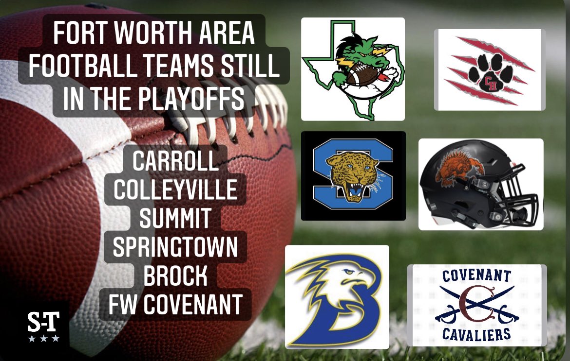 RT if your football team is still playing! 

#txhsfb 
<a href="/SLCAthletics/">Carroll Dragons</a> 
<a href="/CHHS_FOOTBALL/">CHHS Football</a> 
<a href="/SummitFB/">Mansfield Summit High Football</a> 
<a href="/SpringtownISD/">Springtown ISD</a> 
<a href="/BrockAthletics/">Chad Massey</a> 
<a href="/covenantfw/">Covenant Classical</a>