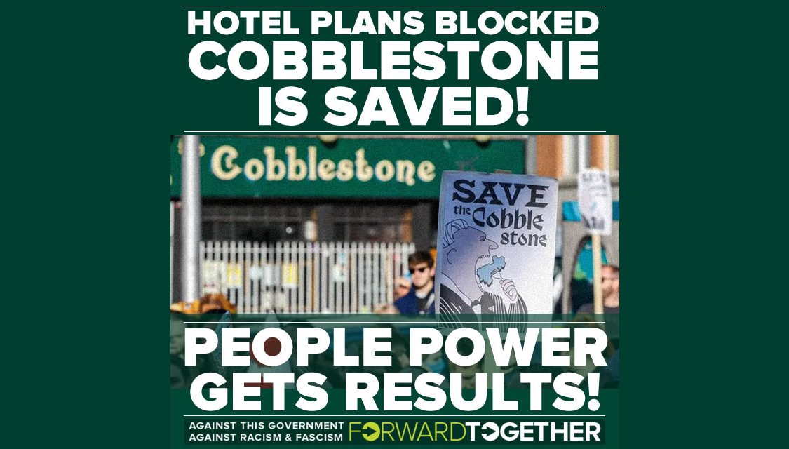 forward_ireland's tweet photo. #PeoplePower has saved The #Cobblestone pub in #Dublin's #Smithfield!

Greedy developers had planned to drastically reduce the size of one of Ireland's most famous pubs and cultural hubs in order to build yet another hotel to cream in money off tourists. https://t.co/LCrU6bEwus
