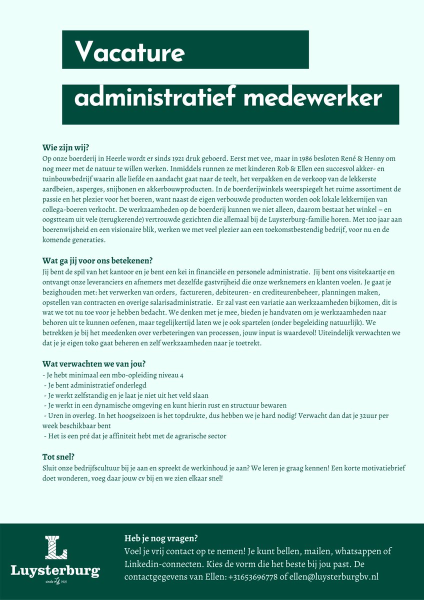 VACATURE!