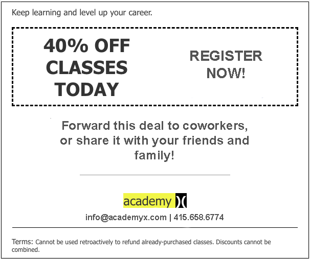 academyx's tweet photo. ⭐️40% Off for Cyber Monday!⭐️
Use link to register: https://t.co/RtQ6CMXkUt
#CyberMonday #professionaldevelopment https://t.co/dKZ4ONqhEK