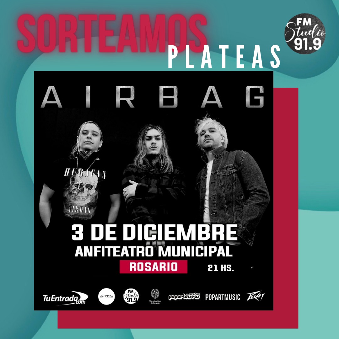 radiostudio341's tweet photo. 📢 VAMOS CON OTRO SORTEO 💣
 EN STUDIO 91.9

🎫 sorteamos un par de plateas al show de "Airbag"🎧

👉Ingresa a nuestro IG y enterate 👈

Escuchalo 👇
📲 https://t.co/qWqfMo1W6J

#STUDIOFM
#Allpress #Airbag
#SorteoRosario #SORTEO
#ModoUpStudio #OnStudio #QuienTeDice #WeekendStudio https://t.co/wN8ZcQLvwp