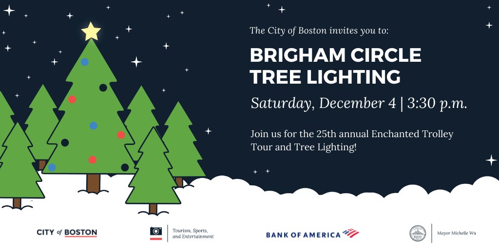 BBBHFKMH's tweet photo. Also, this weekend is @MayorWu's Enchanted Trolley Tour! Starting Friday 12/3 and going until Sunday 12/5. Saturday at 3:30 the trolley will be stopping at #BrighamCircle! We hope to see you there! https://t.co/CSJTVXEpVn