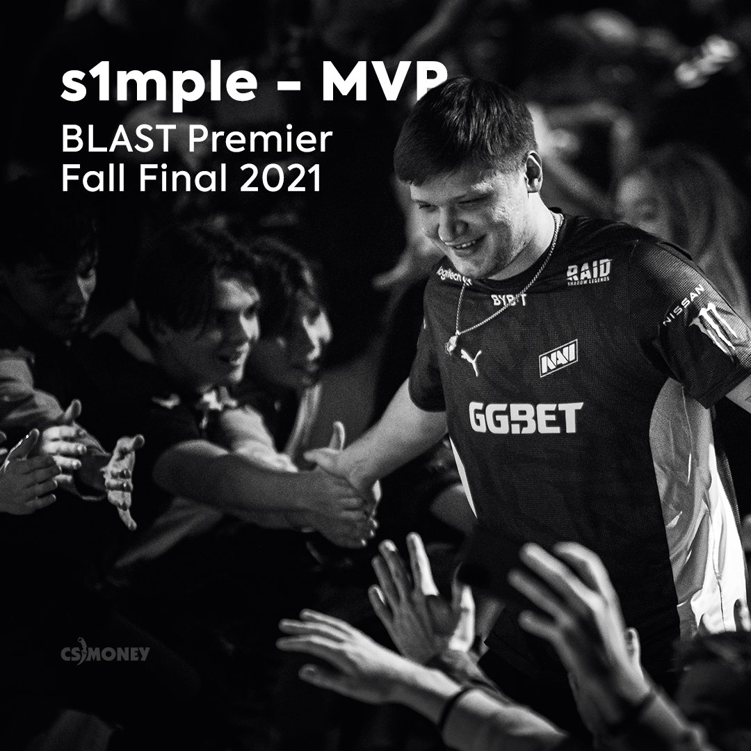 csmoneytrade's tweet photo. s1mple is the MVP of the BLAST Fall Final 2021!

It's his 7th MVP medal this year. The previous record-holder was dev1ce with 7 MVP trophies earned in 2018. But this year, @natusvincere have one more tournament left to play. Will @s1mpleO overcome the Danish star’s record? https://t.co/eagLBsH3mm