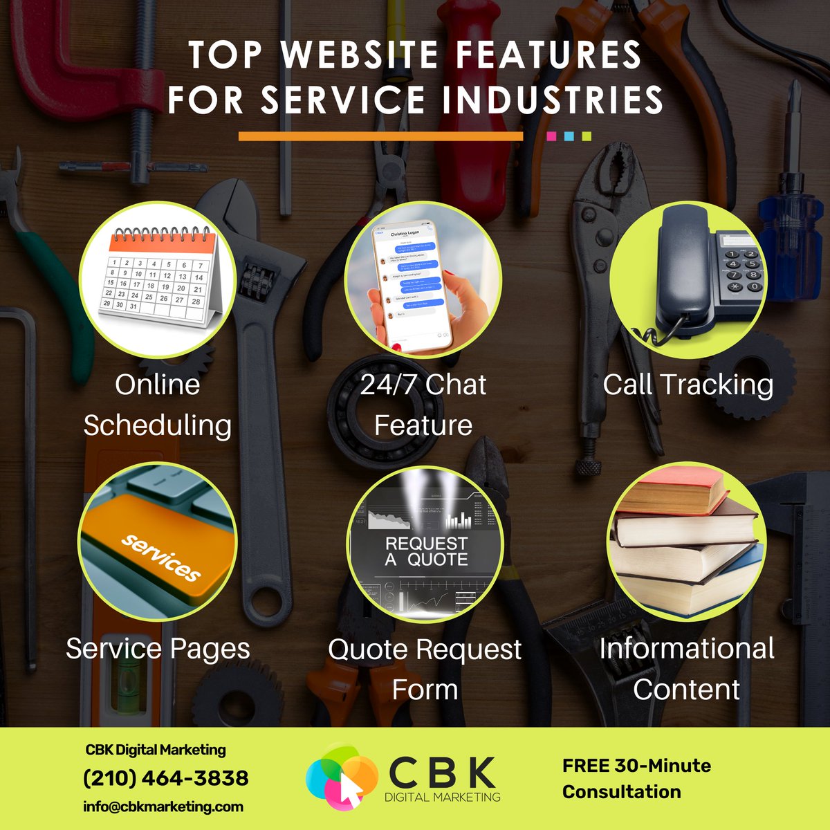 KaseyCroy's tweet photo. Here are the TOP features for service industry websites! From home repair companies to cleaning businesses, it's important to capture leads and have quick and easy scheduling features. Contact us for a FREE consultation on a new or existing website. https://t.co/2WT4c7xrcf
