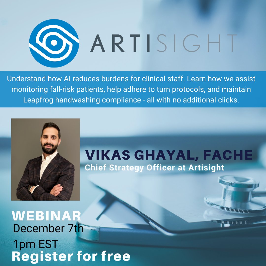 Artisight (@_artisight) on Twitter photo What sets Artisight's #patientmonitoring solution apart from the competition? Register for our upcoming webinar hosted by Vikas Ghayal, FACHE to discover how our #AI supports hospital staff in the patient room.
Register for free: lnkd.in/gWAB4RGx
<a href="/DellTechHealth/">Dell Technologies Healthcare</a> What sets Artisight's #patientmonitoring solution apart from the competition? Register for our upcoming webinar hosted by Vikas Ghayal, FACHE to discover how our #AI supports hospital staff in the patient room.
Register for free: lnkd.in/gWAB4RGx
<a href="/DellTechHealth/">Dell Technologies Healthcare</a>