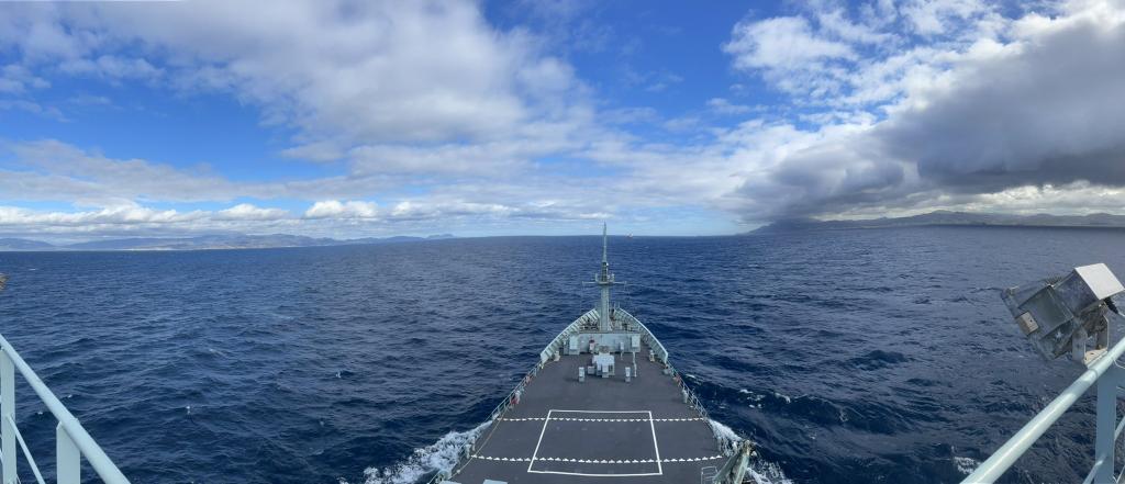 HMSScottRN's tweet photo. Our 8th transit of the Strait of Gibraltar this year, POHM Henderson keeps a keen eye on the surface picture as a Christmas container ship transits West. #GreatScott #greatstrait #globaltrade https://t.co/70woPlty5F https://t.co/67jeUkawE5