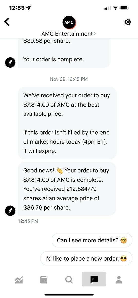 HughTL's tweet photo. Fuck it. I’ll keep buying more #AMC until they remove the BUY button. https://t.co/wN9IovccWL