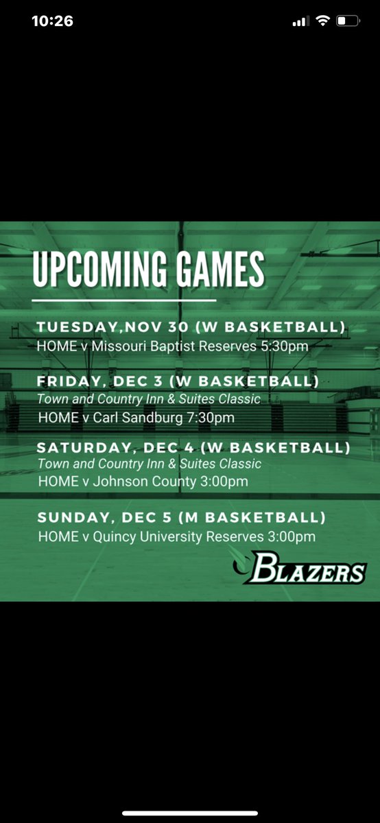 This Weeks Basketball Games
#GoBlazers