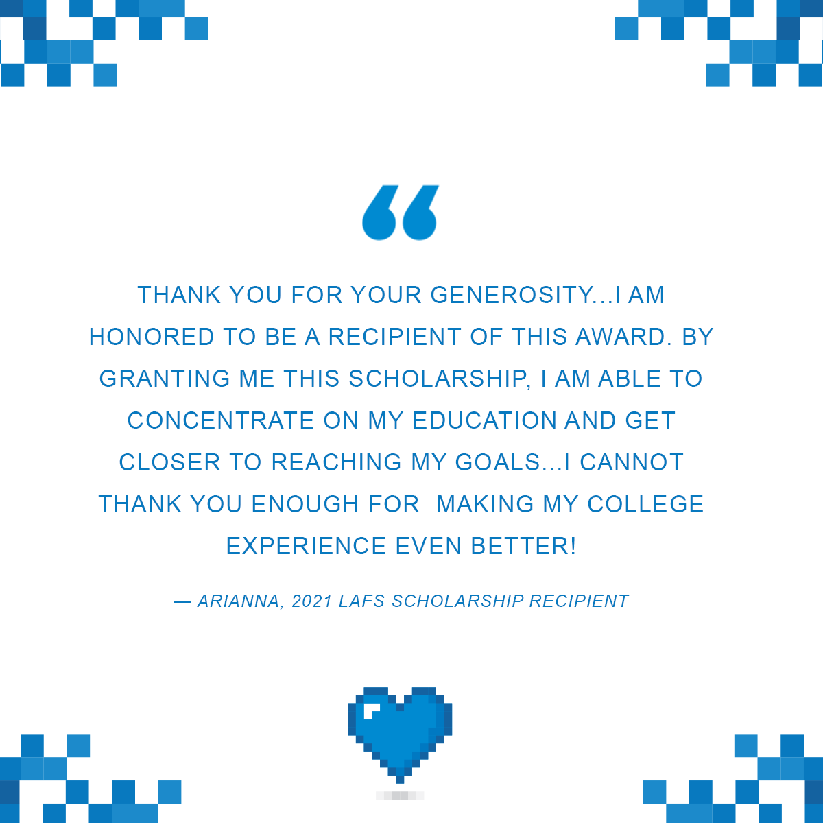 csusm_lafs's tweet image. Tomorrow is #CSUSMGivingDay
Please see the post to see what Arianna, a 2021 LAFS Scholarship recipient, said about how the LAFS scholarship has impacted her.
#CSUSMGivingDay #LAFS #Latinx #Education #SiSePuede #FirstGenStudents #SupportFirstGenStudents