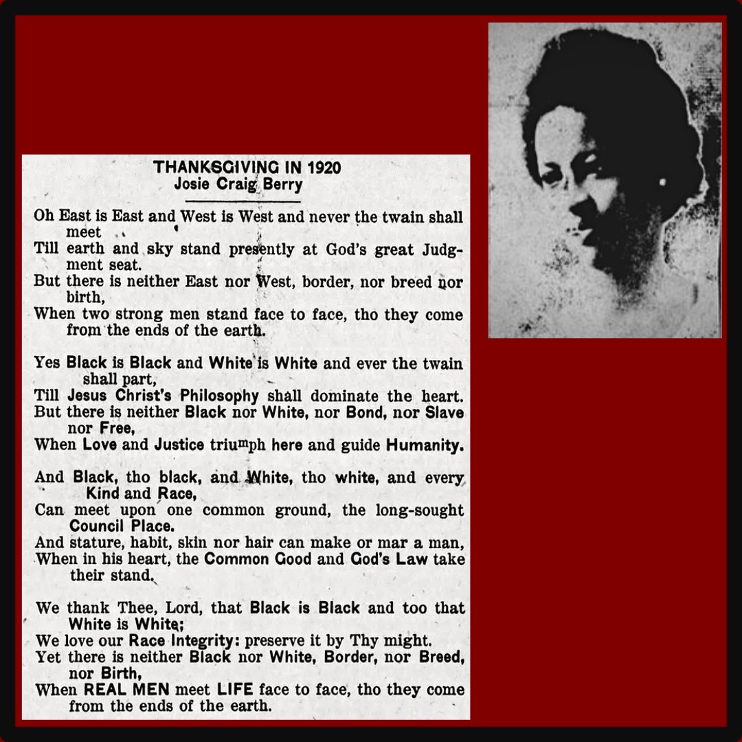 OU_Libraries's tweet photo. Thanksgiving 2021 may be in the rearview mirror, but check out Josie Craig Berry's "Thanksgiving in 1920" from our Western History Collections! #Langston #BlackPoets #History #Oklahoma #Libraries #OUWHC #OULibraries https://t.co/8L5pWNJkmY
