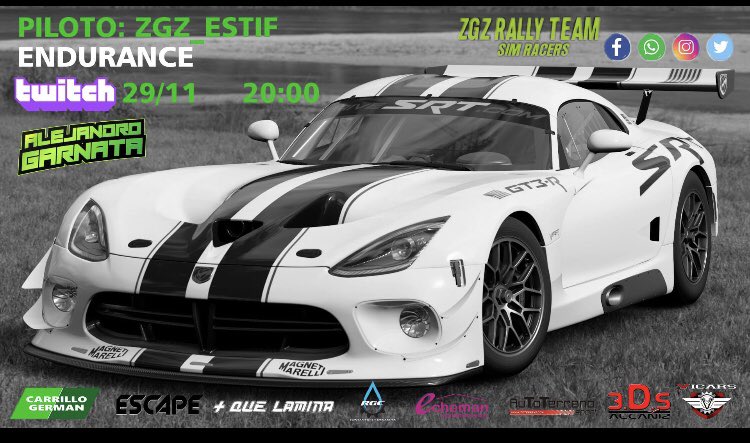 Carrera del campeonato @EnduranceFest donde nuestro piloto  <a href="/ZGZ_Estif/">Estif</a> sacada todo el potencial al viper mucha suerte compañero vamos <a href="/ZGZRallyTeam/">ZGZ RALLY TEAM Simracers</a> @EnduranceFest <a href="/AGarnata/">Alejandro Garnata</a>