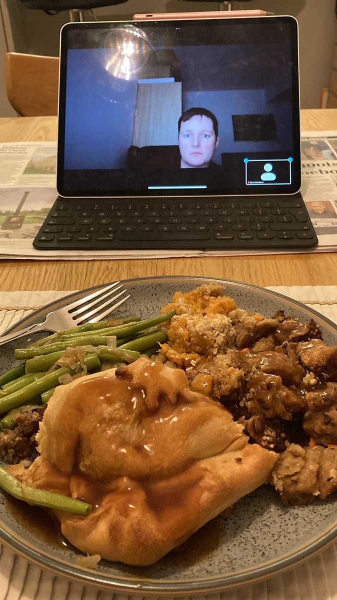 monarchyconf's tweet photo. Having dinner with @CathleenSarti virtually! Not really—actually listening in to #MonarchyMoney seminar this evening while eating leftovers from Thanksgiving, looking forward to this roundtable session to wrap up this season’s seminars on political economy https://t.co/j1npApR8ij