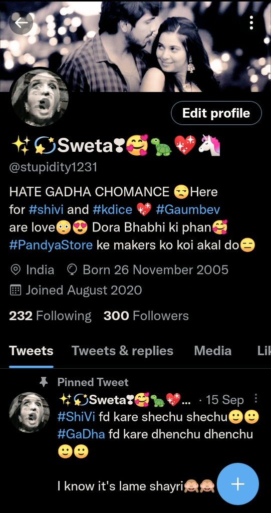 sweta_ki_duniya's tweet photo. Before anyone deactivate your account or unfollow me... I just wanna tell you guys I love you a❤❤❤
Thanks for 300 followers🥰🥰

I am just thinking tum sabki choice kitni buri hai... Mujhe follow karte ho😭😭😭

Okay on a serious note, LOVE YOU GUYS ❤ https://t.co/cqEbNjze18