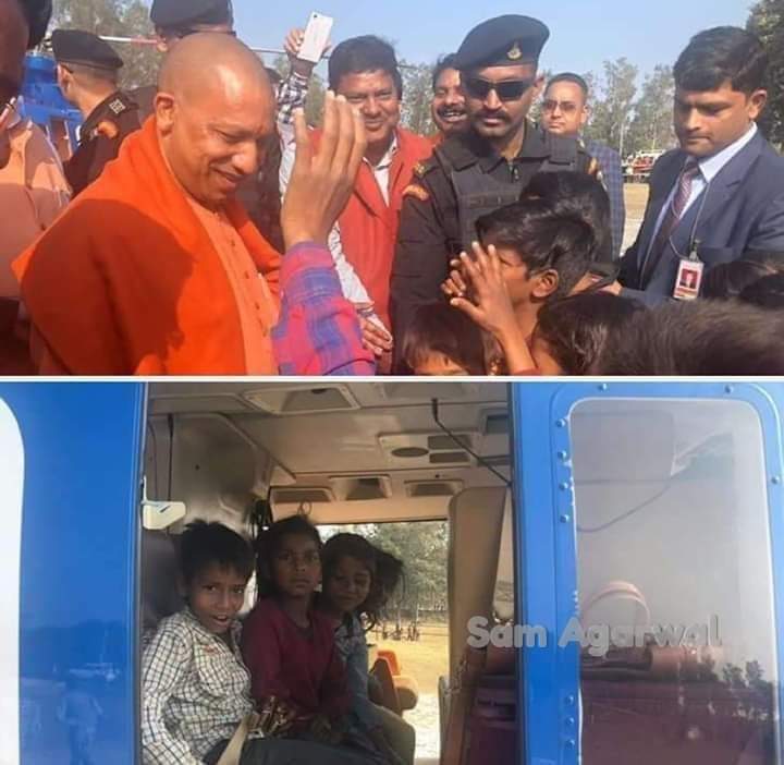INitin_Sharma's tweet photo. हेलीकॉप्टर में बैठना चाहते थे मजदूरों के बच्चे। सीएम योगी आदित्यनाथ जी ने बोला पहले इन बच्चों को बैठाओ। ऐसे हैं हमारे उत्तर प्रदेश के CM आदरणीय @myogiadityanath जी https://t.co/j0nUMNfCCl