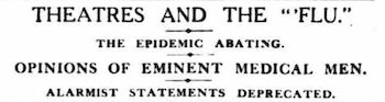 fossroger's tweet photo. #November1918 Post-war Britain is still fighting a deadly Spanish flu virus. When theatres stay open are audiences super-spreaders? A medical expert tells ‘The Era’ people should carry on attending shows “because you will increase your own defence by improving your spirits.” https://t.co/unBdXNI18o