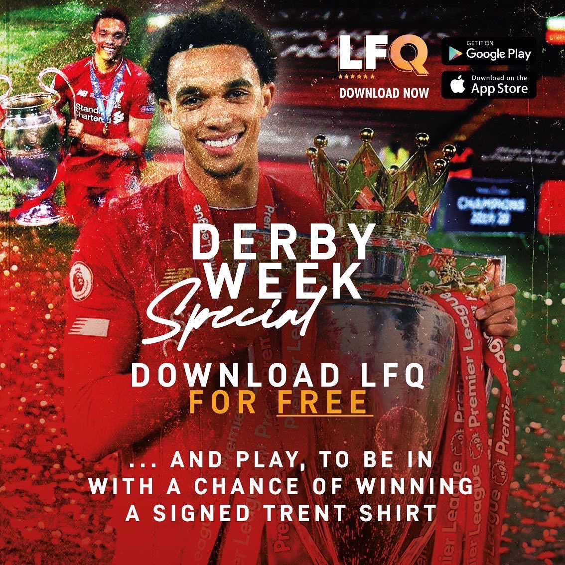 _lfquiz's tweet photo. 🚨 DERBY WEEK SPECIAL - WIN A FREE SIGNED TRENT SHIRT 🚨 

Download LFQ for FREE as part of our DERBY WEEK SPECIAL to be in with a chance to win a SIGNED TRENT shirt🤩🔴

The lucky winner will be announced this Sunday 📅 

Link in bio 👍 https://t.co/2SH6PQRD7g