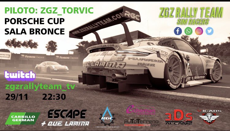 Hoy nos vamos ala Porsche SuperCup <a href="/ZGZRallyTeam/">ZGZ RALLY TEAM Simracers</a> gr4 con <a href="/ZGZ_TORVIC/">ZGZ_TORVIC</a> con todo el ritmo ritmo de la Porsche <a href="/CardenosoDaniel/">ekatombe85</a> <a href="/alario1987/">Alario87 TV</a> <a href="/perrinchyn/">ZGZ_Perrinchyn</a> <a href="/Pierce88zgz/">Pierce88zgz</a> <a href="/CamonRuben/">Ruben gracia camon</a>