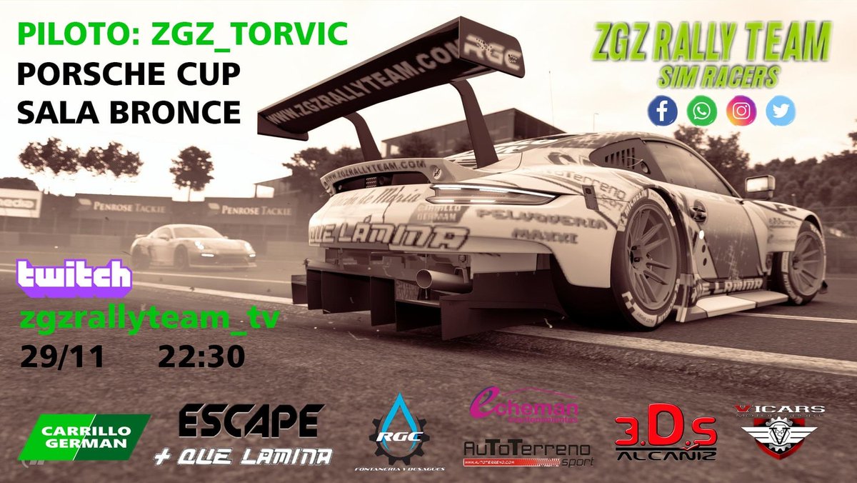 Pues deseamos a nuestros compañeros Stiff y Torvic mucha suerte en ambas carreras, animo ZGZ RALLY TEAM