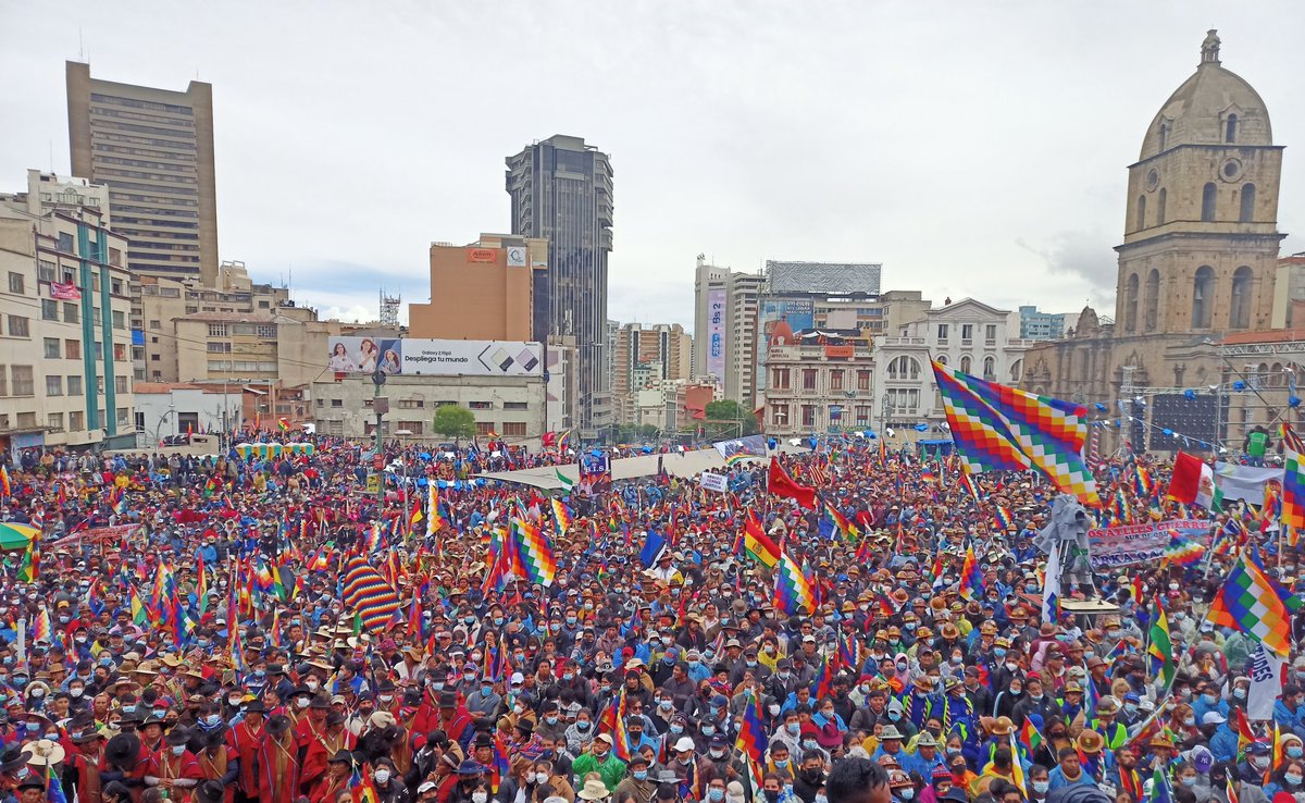 Bolivia's rally in defense of democracy and President Luis Arce has begun, in the centre of La Paz #MarchaPorLaPatria