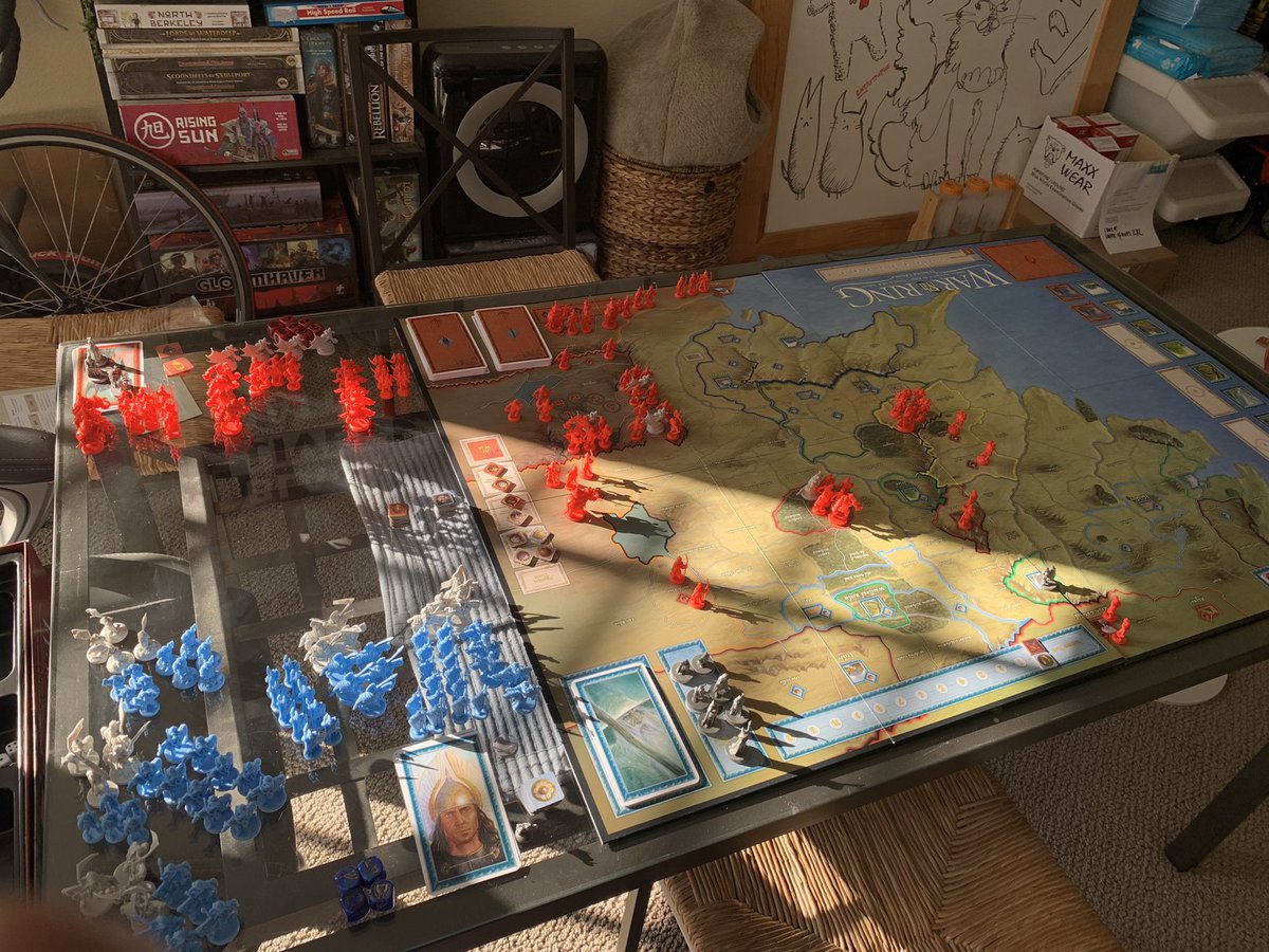 Bobakkabob37's tweet photo. The other night my friend @IsabelleInSF came over and we began to tackle the board game #WarOfTheRing…needless to say, while we didn’t finish our “test session” this game is now burrowed in my head and I MUST play it again…
#ForGondor! #ForRohan! #FORFrodo!!! https://t.co/W3zPKA7hyy