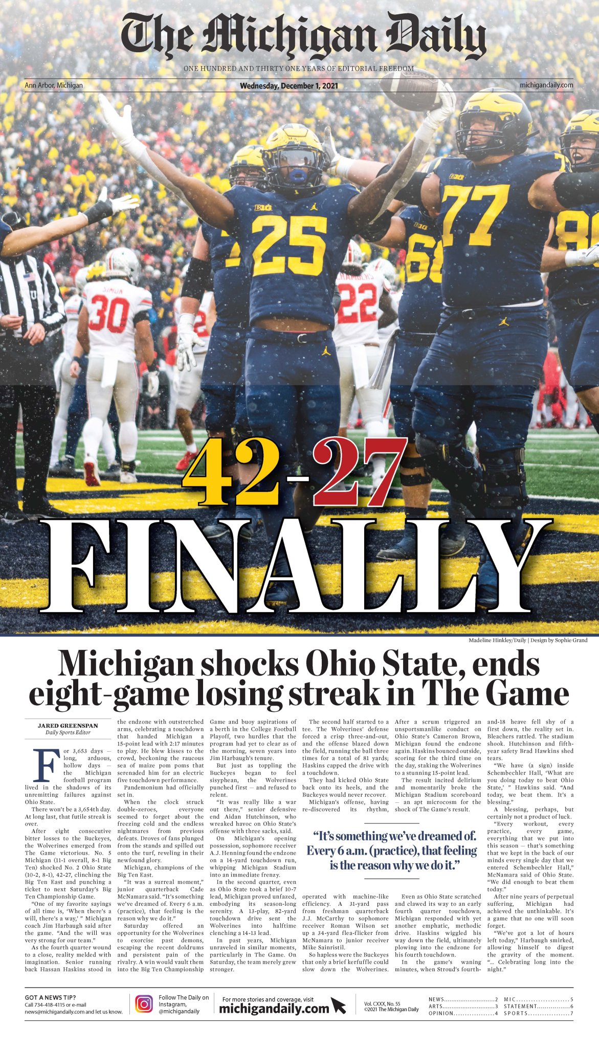 The Michigan Daily on Twitter: "This week's front page: FINALLY https ...